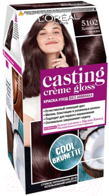 

Крем-краска для волос L'Oreal Paris, Брюнет, Casting Creme Gloss 5102