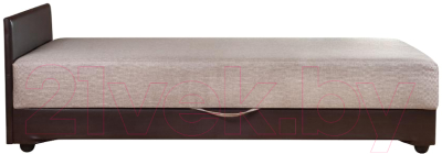 Полуторная кровать Экомебель Атлантида 120x200 рогожка/экокожа (бежевый/темно-коричневый)