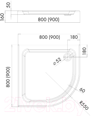 Душевой поддон iRegio LDBR323 (90x90x16)