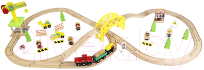 Железная дорога игрушечная Wooden Toys Стройка (70 предметов)