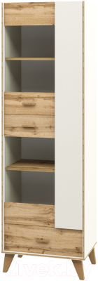 Шкаф с витриной Мебель-Неман Сканди МН-036-10 (дуб вотан/белый)