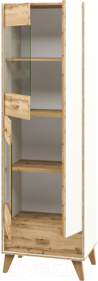 Шкаф с витриной Мебель-Неман Сканди МН-036-10 (дуб вотан/белый)