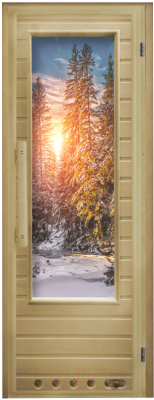 Деревянная дверь для бани Doorwood Элит Зима с вентиляцией 184х72