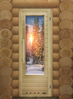 Деревянная дверь для бани Doorwood Элит Зима с вентиляцией 184х72