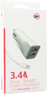 Зарядное устройство автомобильное Digitalpart CC-231 3.4A с кабелем Microusb