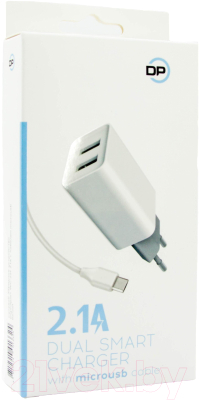 Зарядное устройство сетевое Digitalpart WC-221 2.1A с кабелем microUSB (белый)