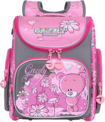 Школьный рюкзак Grizzly RAr-080-11/604236 (серый/розовый)