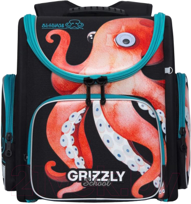 Школьный рюкзак Grizzly RAr-081-11 (черный/розовый)