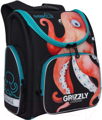 Школьный рюкзак Grizzly RAr-081-11 (черный/розовый)