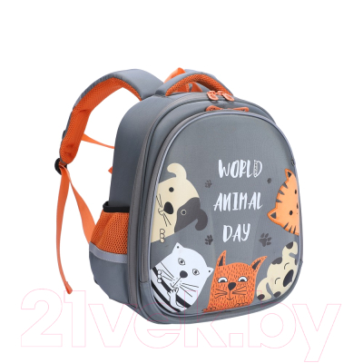 Школьный рюкзак Grizzly RAz-086-14/610734 (серый)