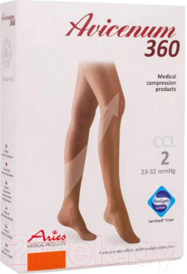 Изображение товара Чулки компрессионные Aries Avicenum 360 с резинкой и открытым носком / 8001 (S, long)