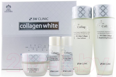 Набор косметики для лица 3W Clinic Collagen Whitening Skin Care Items 3 Set (150мл+150мл+60мл+15мл+15мл)