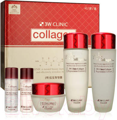Набор косметики для лица 3W Clinic Collagen Skin Care 3 Items Set (150мл+150мл+50мл+30мл+30мл)