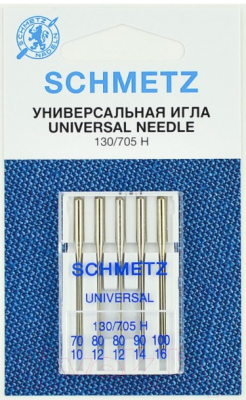 

Иглы для швейной машины Schmetz, 130/705Н универсальные №70-100