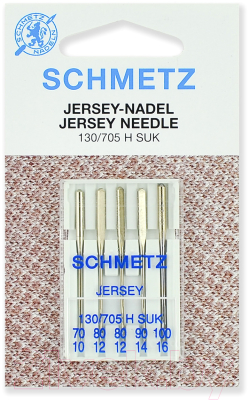 Набор игл для швейной машины Schmetz 130/705НSUK джерси №70-100 VDS (5шт)