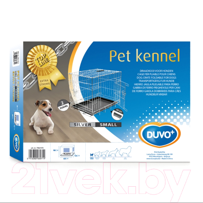 Клетка для животных Duvo Plus Pet Kennel Small 780/470/DV (серебристый)