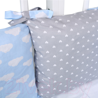 Комплект постельный для малышей Alis Кубики 5 (бязь премиум, серо-голубой)