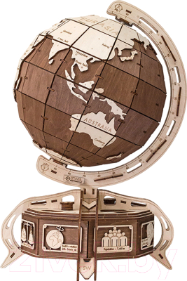 Сборная модель EWA Глобус. Образовательная 3D модель Земли (коричневый)
