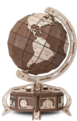Сборная модель EWA Глобус. Образовательная 3D модель Земли (коричневый)