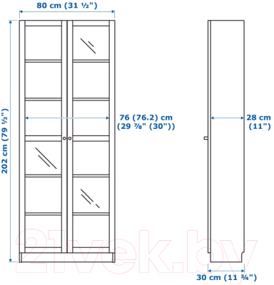 Шкаф с витриной Ikea Билли/Оксберг 692.435.53