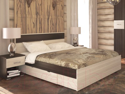 Двуспальная кровать АТЛАНТ Next-73 160x200 (бодега темный/сосна карелия)