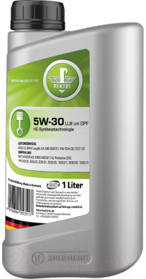 

Моторное масло Rektol, 5W30 LL III uni DPF / 106053511