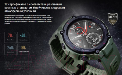 Умные часы Amazfit T-Rex 47.7mm / A1919 (зеленый камуфляж)