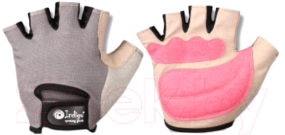 Перчатки для пауэрлифтинга Indigo 97870 (M, серый/розовый)