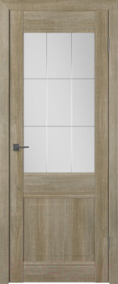 Дверь межкомнатная Лайт 26 ДО 60x200 (дуб мокко/матовое с рисунком решетка)