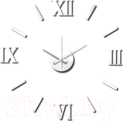 Часы-наклейка на стену KLEBER KLE-CL204 (матовый хром)