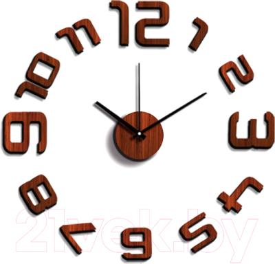 Часы-наклейка на стену KLEBER KLE-CL205 (темное дерево)