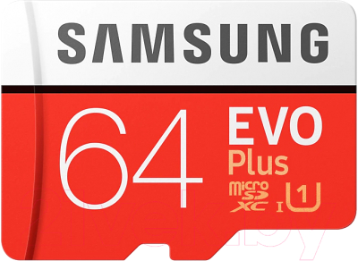 Карта памяти Samsung EVO Plus MicroSDXC UHS-I 64GB + адаптер (MB-MC64HA)