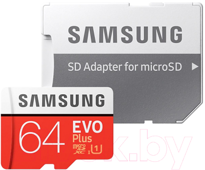 Карта памяти Samsung EVO Plus MicroSDXC UHS-I 64GB + адаптер (MB-MC64HA)