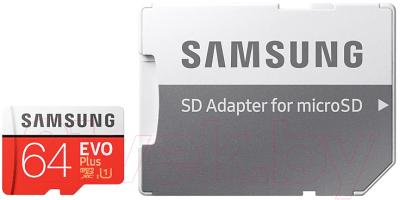 Карта памяти Samsung EVO Plus MicroSDXC UHS-I 64GB + адаптер (MB-MC64HA)