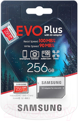 Карта памяти Samsung EVO Plus MicroSDXC 256GB + адаптер (MB-MC256HA)