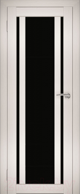 Дверь межкомнатная Юни Амати 11 80x200 (эшвайт/стекло черное)