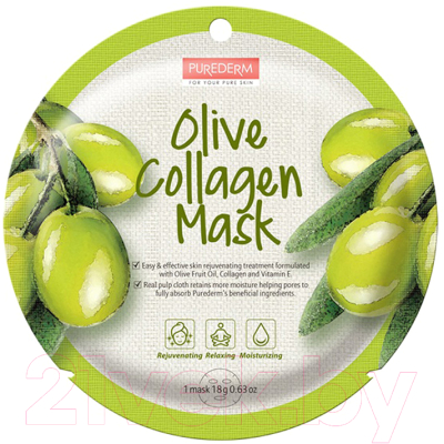 Маска для лица тканевая Purederm Olive Collagen Mask