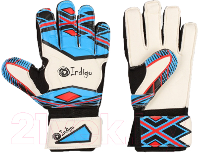 Перчатки вратарские Indigo 2023-D (размер 5, белый/голубой)