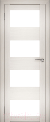 Дверь межкомнатная Юни Амати 02 60x200 (эшвайт/стекло белое)