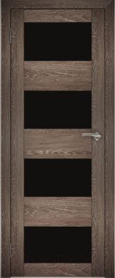 Дверь межкомнатная Юни Амати 02 70x200 (корица/стекло черное)
