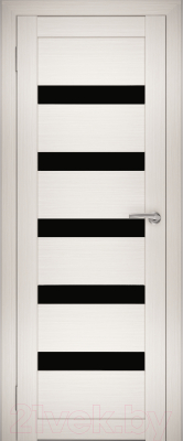 Дверь межкомнатная Юни Амати 03 60x200 (эшвайт/стекло черное)
