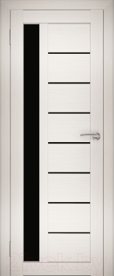 Дверь межкомнатная Юни Амати 04 60x200 (эшвайт/стекло черное)