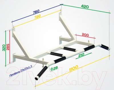 Турник Spektr Sport Классик 1 (без грипс, черный)