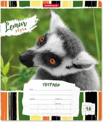 Тетрадь Erich Krause Lemur Style / 49189 (18л, клетка)