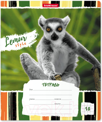 Тетрадь Erich Krause Lemur Style / 49189 (18л, клетка)