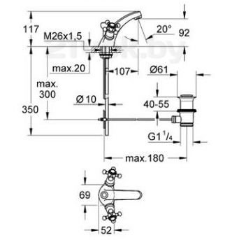 Смеситель GROHE Arabesk 21156000 - схема