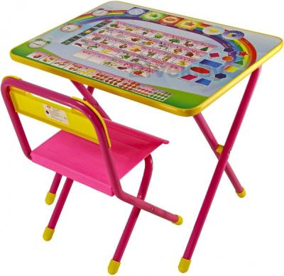 Комплект мебели с детским столом Дэми №1 Азбука (розовый) - общий вид
