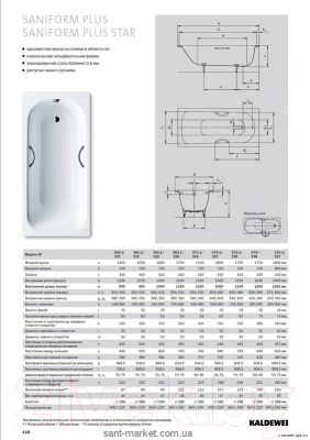 Ванна стальная Kaldewei Saniform Plus 373-1 170x75