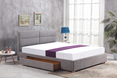 Двуспальная кровать Halmar Merida 160x200 (светло-серый)