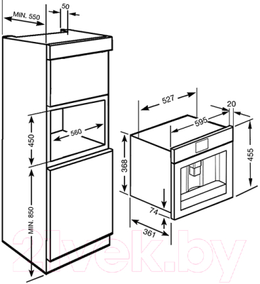 Кофемашина Smeg CMS4101B - схема встраивания